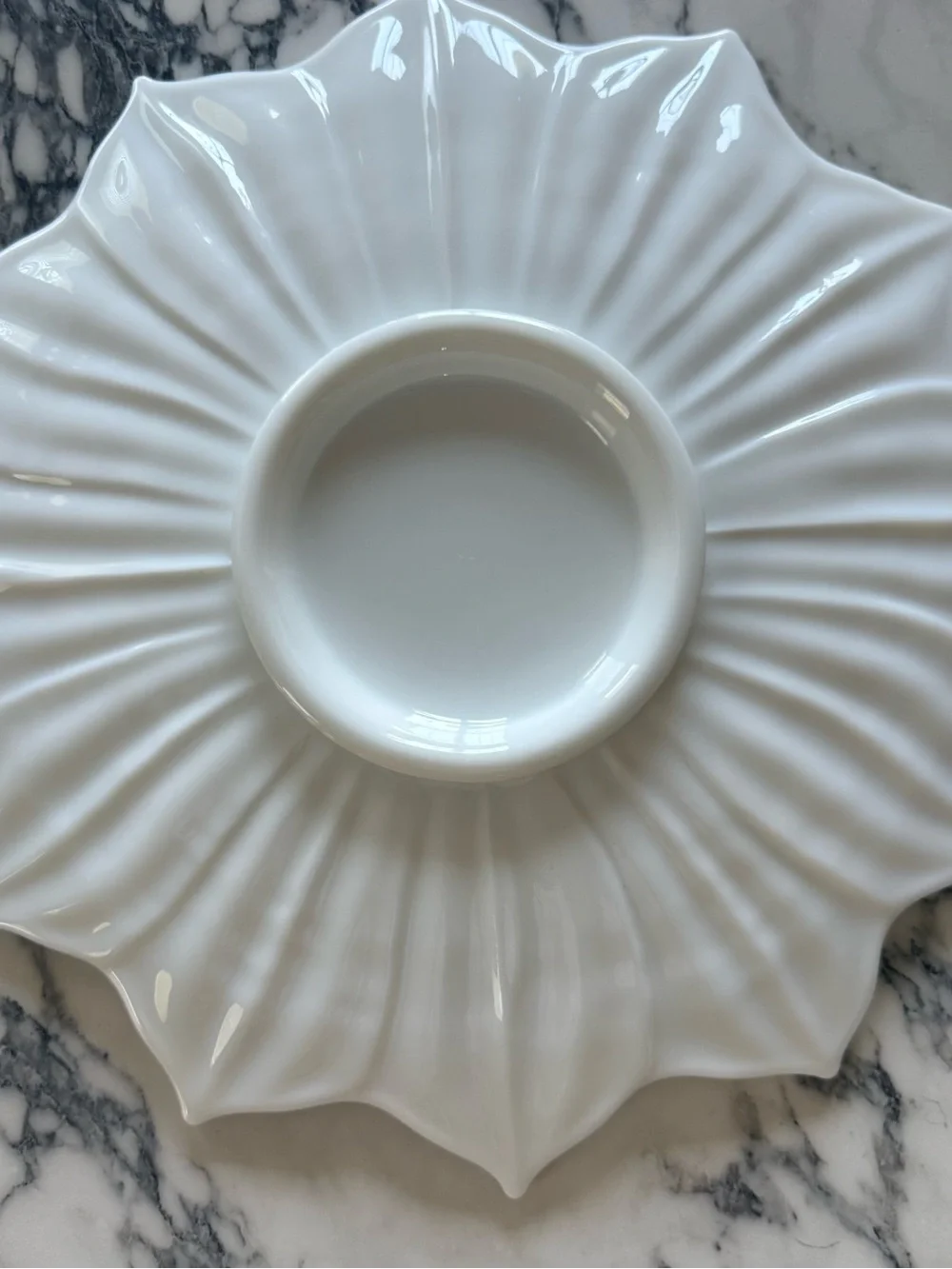 Westmoreland Milk Glass Lotus Flower Serving Platter 13.5” Vintage Centerpiece